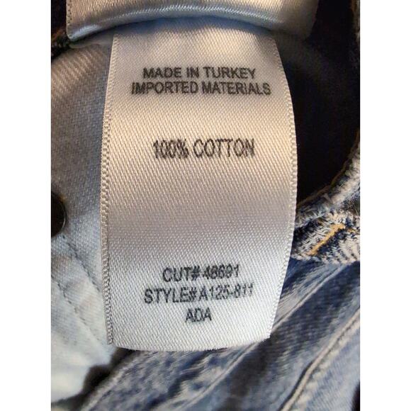 AGOLDE jeans LA Quinn high rise frayed distressed denim mini skirt 27 - Picture 8 of 9